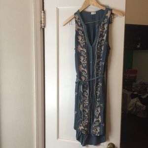 Anthropologie “Tiny” Grey-Blue Embroidered dress